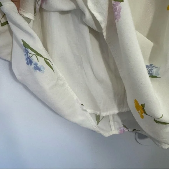 Joe Fresh Floral Spring Midi Skirt Womens L Cream Pastel Easter Church Pretty - Picture 5 of 10